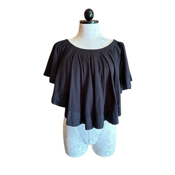 Maeve Tops - Maeve Anthropologie Womens Blouse Sz S Black Cropped Layered Tired Black